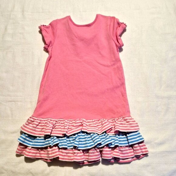 Hanna Andersson girls size 110 or 5 pink sweatshirt dress with ruffled stripes - Picture 6 of 6